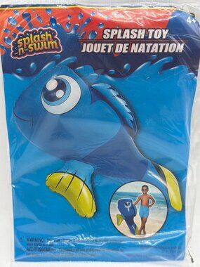 Splash N Swim Inflatable Blue Fish Pool Toy 27 Inches For Ages 4+